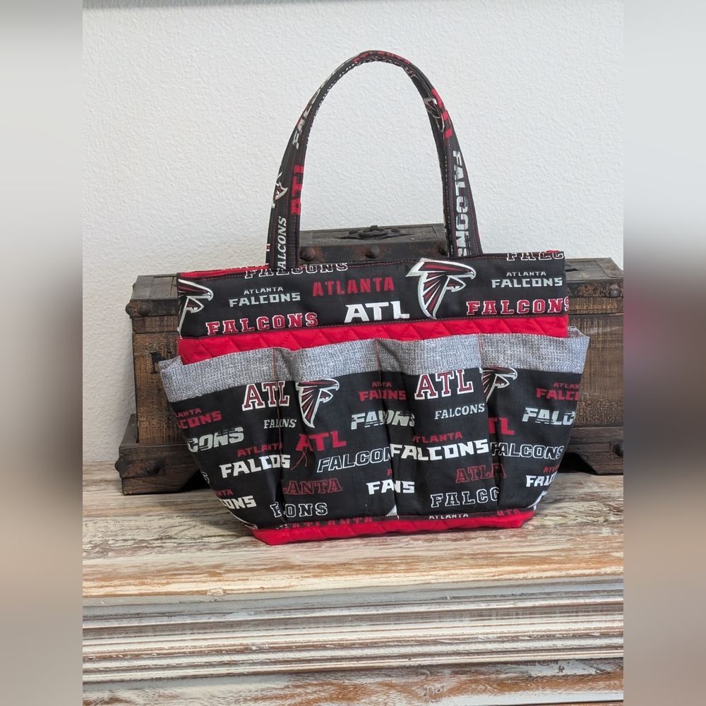 Atlanta Falcons Craft/Organizer/ Bingo Tote Bag, Hand Crafted - Picture 5 of 10